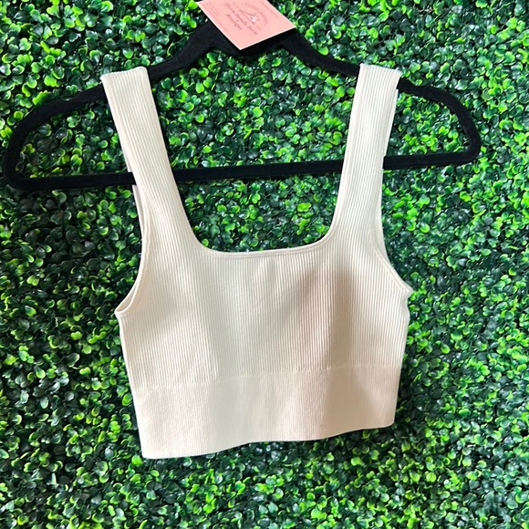 Zenana Outfitters Tops - Beige/Cream crop/bra top. New. Soft & comfy with lots of stretch.